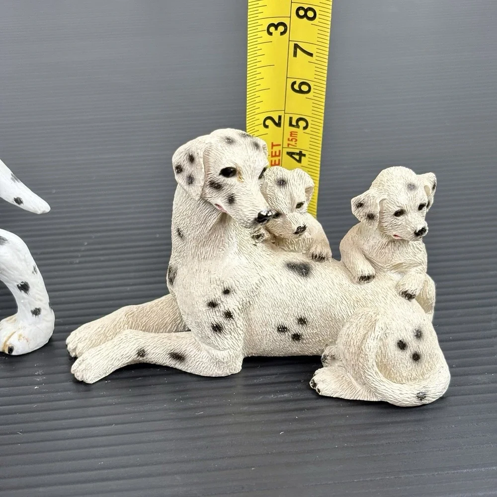 Dalmatian family figurine porcelain puppy dog firemen fireman sculpture Lot of 3